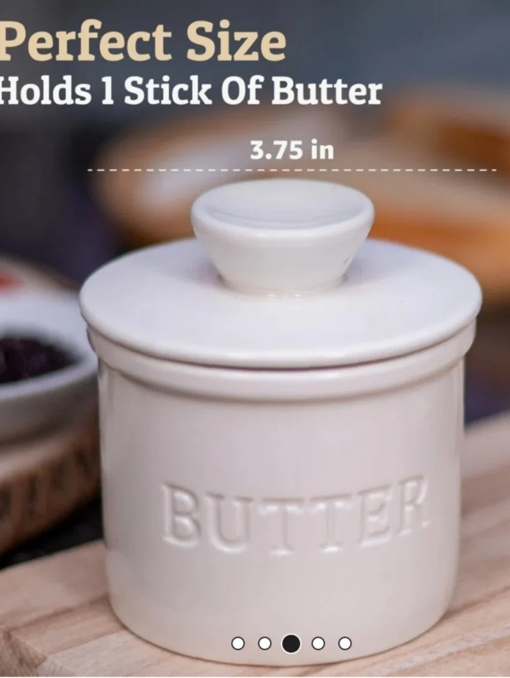 Priority Cheff Ceramic Butter Crock - White French Dish Countertop